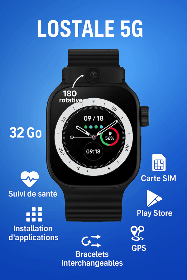 Montre connectée Lostale 5G carte sim wifi camera – Image 5